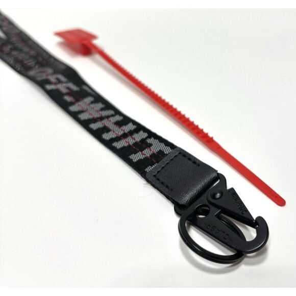 Off-White Black Lanyard Industrial Strap w/ Zip Tie Logo Tag Key Holder New - Picture 4 of 6